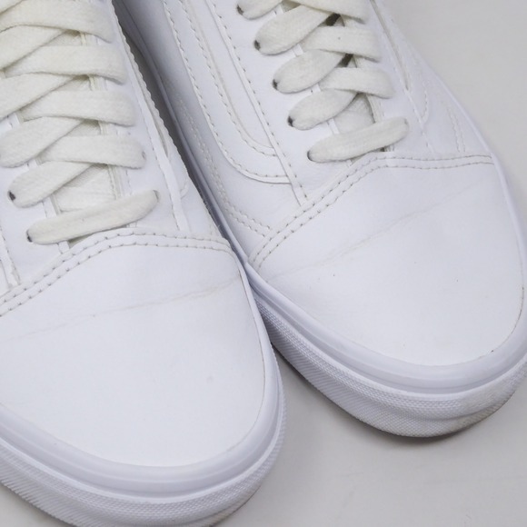 Vans Women Sneakers True White Leather Old Skool Low Top 6.5 Mens / 8 Womens - Picture 3 of 9